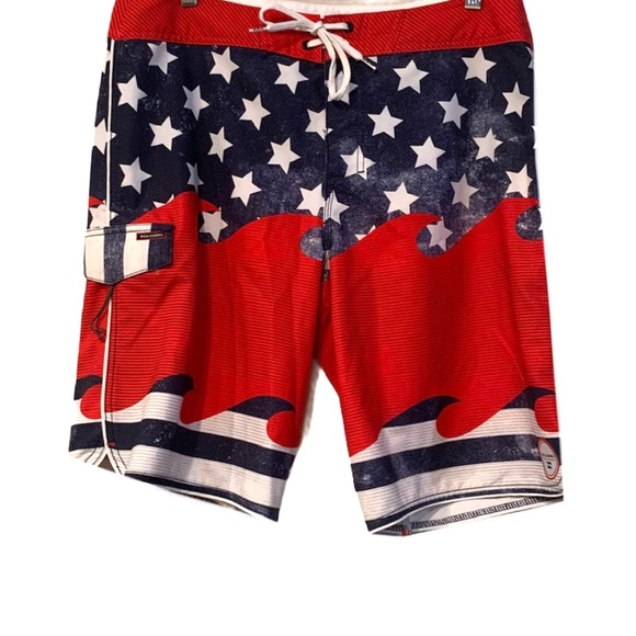 Billabong Board Shorts Red White Blue Stars 33